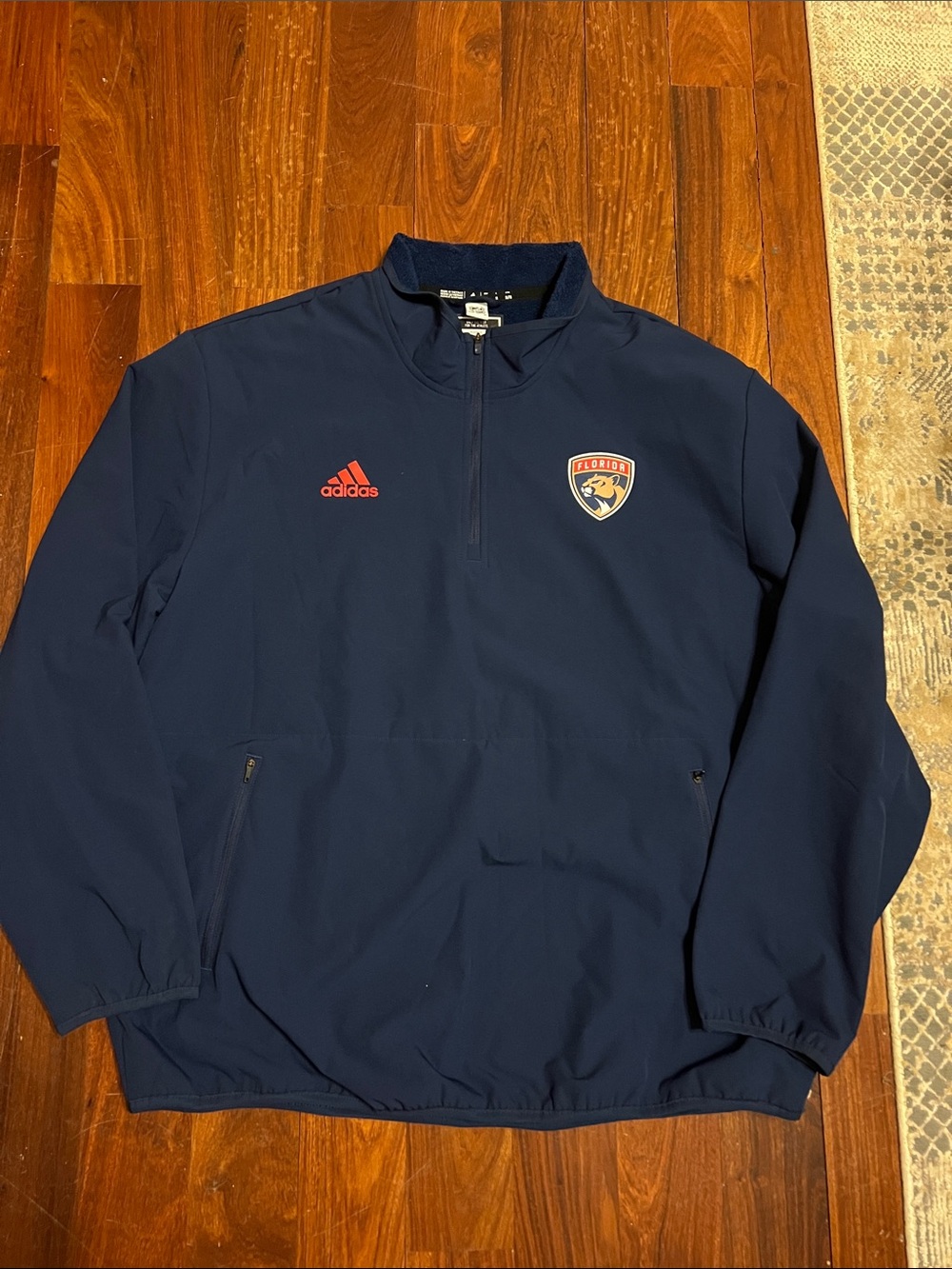 Adidas Men's Navy Half-Zip Pullover Jacket - NHL Florida Panthers Logo